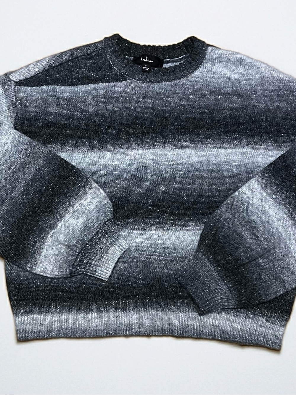 Lulu's Ombre Crewneck Sweater - Black & Gray